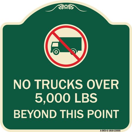 SIGNMISSION No Trucks Over Beyond This Point W/ Graphic Heavy-Gauge Aluminum Sign, 18" x 18", G-1818-23555 A-DES-G-1818-23555